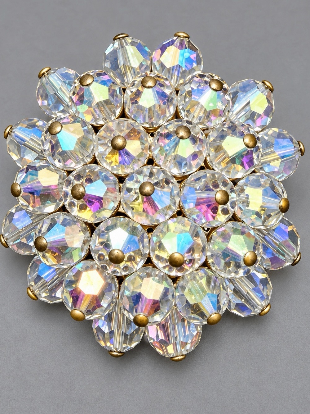 Vintage Austrian Crystal Cluster Brooch #cz384